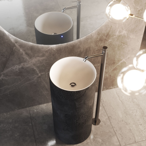 MONOLYTHOS X1 Lavabo Bagno Freestanding in Resina dalla Forma Cilindrica